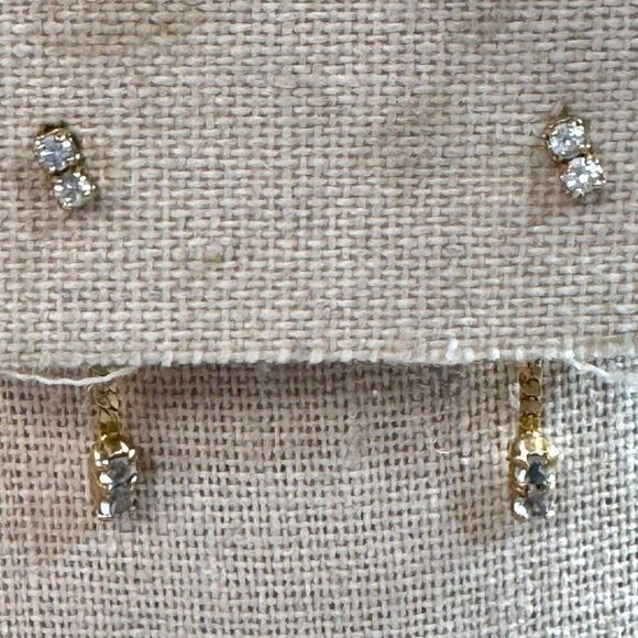 Vintage Avon Gold-Tone Earrings Clear Rhinestones Dangle Back Elegant Formal - Picture 1 of 5